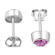 Pink Cubic Zirconia Silver Stud Earrings, e426st